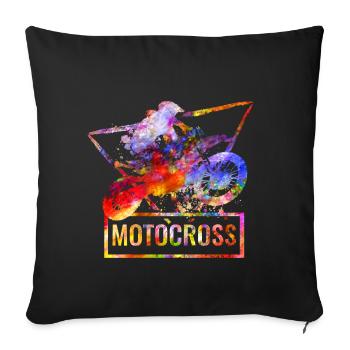 Motocross moto moto moto - Housse de coussin décorative 45 x 45 cm - noir - Devant
