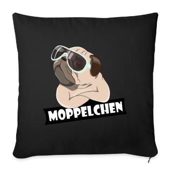 Moppelchen Kosename Spitzname Geschenk Hund Mops - Sofakissenbezug 45 x 45 cm - Schwarz - Vorne