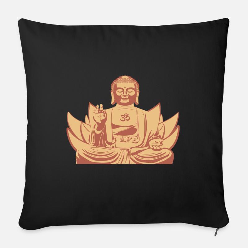 Bouddha Om - Housse de coussin décorative 45 x 45 cm - noir