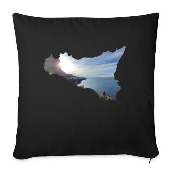 Cefalu in Sicily (Sicily, Italy) - Sofa pillowcase 17,3'' x 17,3'' (45 x 45 cm) - black - Front