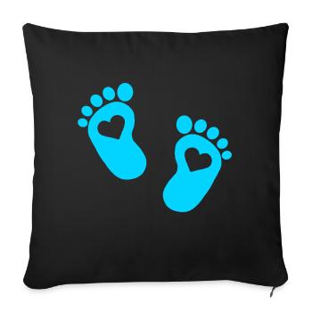 Bébé doux bébé coeur parents Enceinte pieds bébé - Housse de coussin décorative 45 x 45 cm - noir - Devant