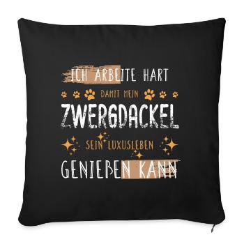 Retro Arbeite Hart Zwergdackel Dackel Luxusleben - Sofakissenbezug 45 x 45 cm - Schwarz - Vorne
