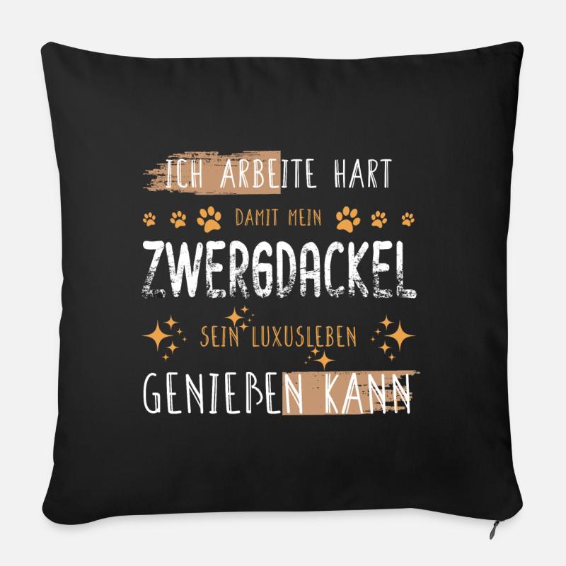 Retro Arbeite Hart Zwergdackel Dackel Luxusleben - Sofakissenbezug 45 x 45 cm - Schwarz
