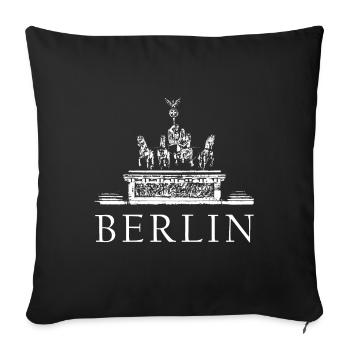 Berlin Brandenburg Gate / Quadriga - Sofa pillowcase 17,3'' x 17,3'' (45 x 45 cm) - black - Front