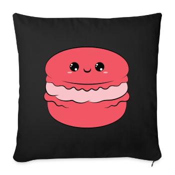 cute smiling macaron, sweet smile, cute - Sofa pillowcase 17,3'' x 17,3'' (45 x 45 cm) - black - Front