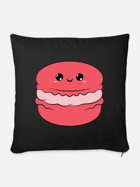 cute smiling macaron, sweet smile, cute - Sofa pillowcase 17,3'' x 17,3'' (45 x 45 cm) - black