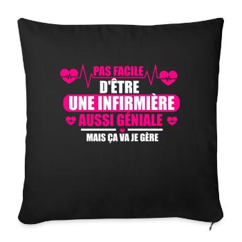 Pas facile d'être une infirmière géniale - Housse de coussin décorative 45 x 45 cm - noir - Devant