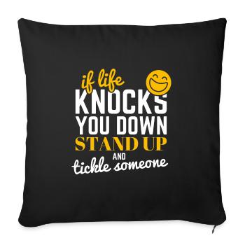 Chatouilles tickle amusant amusant rire drôle amusant fun - Housse de coussin décorative 45 x 45 cm - noir - Devant
