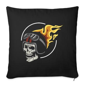 Rocker - Ghost - Fire - Skull - Biker - Housse de coussin décorative 45 x 45 cm - noir - Devant