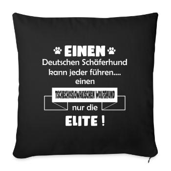 Tschechoslowakischer Wolfshund - Sofakissenbezug 45 x 45 cm - Schwarz - Vorne