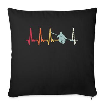 Kayak Heartbeat Retro Kajak Herzschlag Kanu Puls - Sofakissenbezug 45 x 45 cm - Schwarz - Vorne