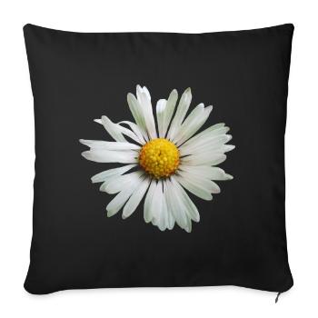 Marguerites fleur, fleur, marguerite, floral - Housse de coussin décorative 45 x 45 cm - noir - Devant