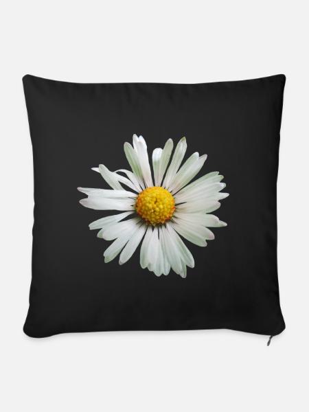 Margeriten Blume, Blüte, Gänseblümchen, floral - Sofakissenbezug 45 x 45 cm - Schwarz