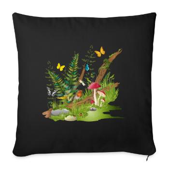 un morceau de nature à la lisière de la forêt - habitat pour animaux - Housse de coussin décorative 45 x 45 cm - noir - Devant