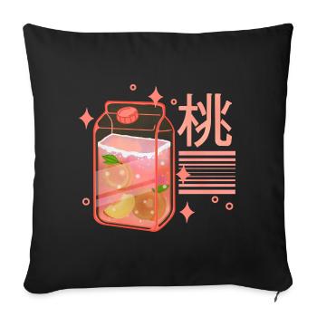 Kawaii Peach Drink - Sofa pillowcase 17,3'' x 17,3'' (45 x 45 cm) - black - Front