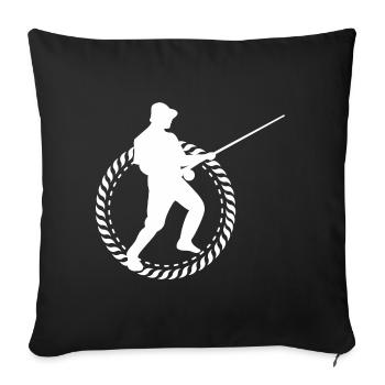 Angler Fishing Hook Fishing Rod Sport Fisherman - Sofa pillowcase 17,3'' x 17,3'' (45 x 45 cm) - black - Front