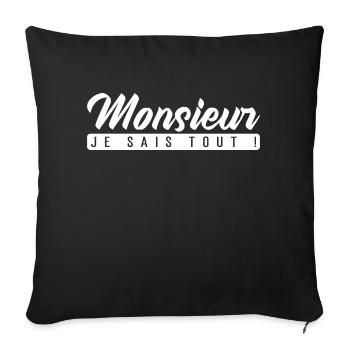 Monsieur je sais tout - Housse de coussin décorative 45 x 45 cm - noir - Devant