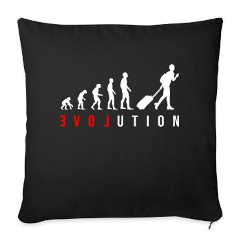 Evolution LOVE Tour du monde Filles Femmes Voyage - Housse de coussin décorative 45 x 45 cm - noir - Devant
