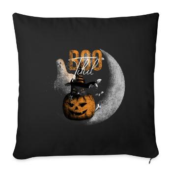 Bootiful Ghost and Black Cat in Crescent Moon - Housse de coussin décorative 45 x 45 cm - noir - Devant