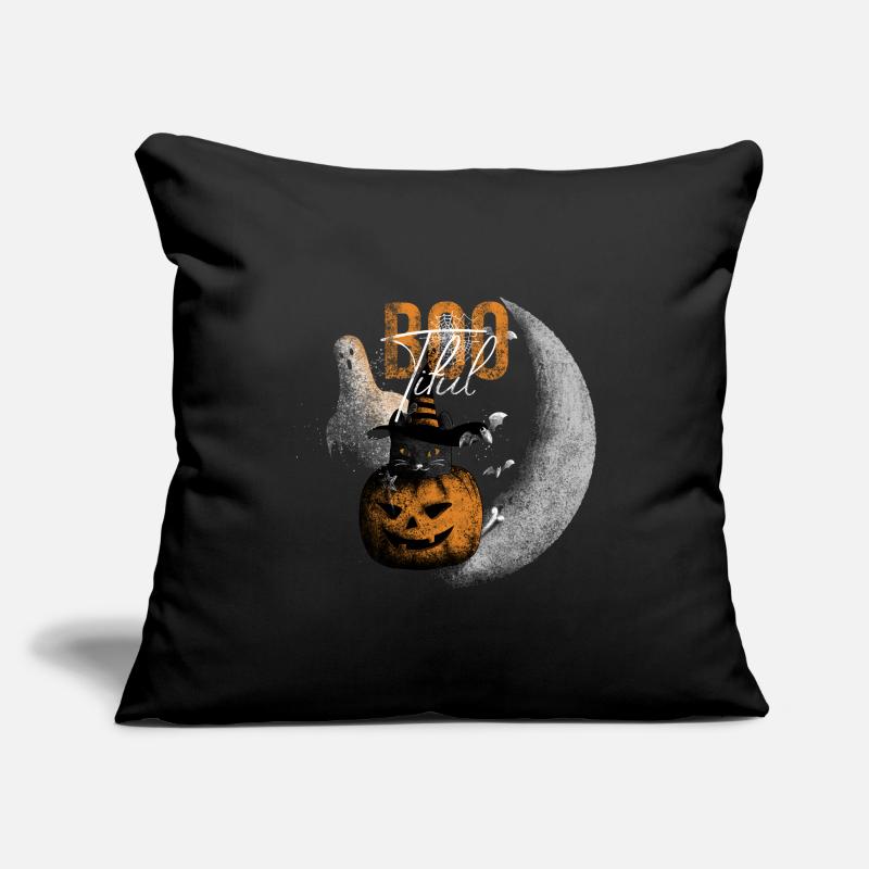 Bootiful Ghost and Black Cat in Crescent Moon Housse de coussin décorative 45 x 45 cm