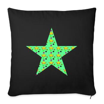 Star with stars - Sofa pillowcase 17,3'' x 17,3'' (45 x 45 cm) - black - Front