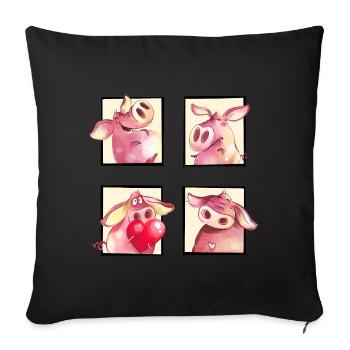 Lustige kleine Schweinchen Schweine coole Sau - Sofakissenbezug 45 x 45 cm - Schwarz - Vorne