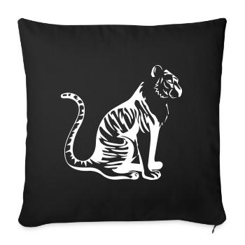 Conception élégante de la silhouette du tigre - Housse de coussin décorative 45 x 45 cm - noir - Devant