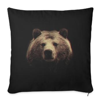 Red Halftone Bear Head - Sofa pillowcase 17,3'' x 17,3'' (45 x 45 cm) - black - Front
