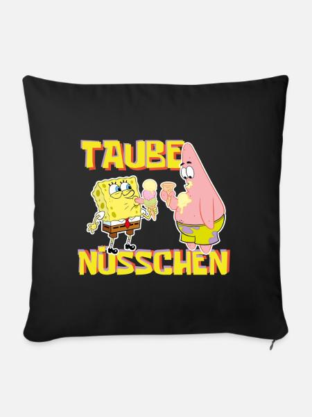 SpongeBob Schwammkopf Taube Nüsschen Patrick Eis - Sofakissenbezug 45 x 45 cm - Schwarz
