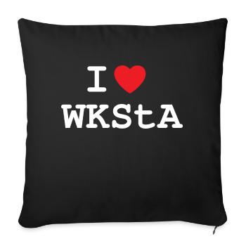 I LOVE WKSTA T-Shirt Design in White - Sofa pillowcase 17,3'' x 17,3'' (45 x 45 cm) - black - Front