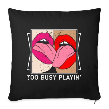 EROTIC GIRLS TOO BUSY PLAYING SEXY FRENCH KISS - Sofakissenbezug 45 x 45 cm - Schwarz - Vorne