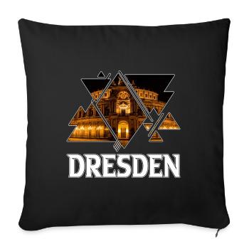 Dresde Allemagne Ville Skyline Accueil Amour - Housse de coussin décorative 45 x 45 cm - noir - Devant