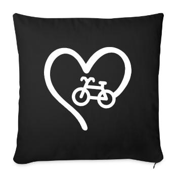 Bicycle Heart Cyclist Love - Sofa pillowcase 17,3'' x 17,3'' (45 x 45 cm) - black - Front