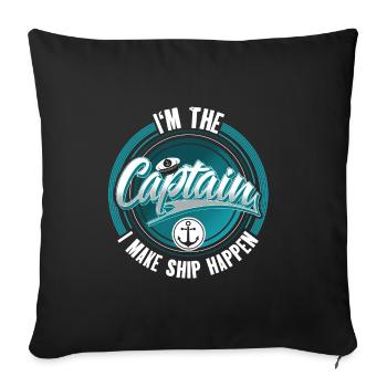 Capitaine Voilier Bateau à moteur Bateau Marin - Housse de coussin décorative 45 x 45 cm - noir - Devant