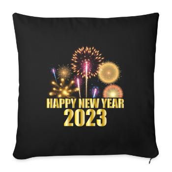 Bonne année 2023 - Housse de coussin décorative 45 x 45 cm - noir - Devant