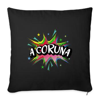 A Coruna Spain City Pop Art Comic Art - Sofa pillowcase 17,3'' x 17,3'' (45 x 45 cm) - black - Front
