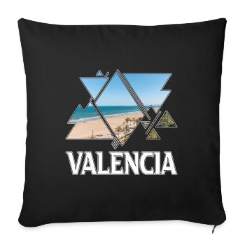 Valence Espagne Ville Skyline Vacances Amour - Housse de coussin décorative 45 x 45 cm - noir - Devant