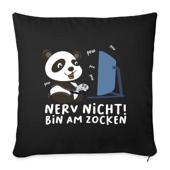 Bin am Zocken Gaming Panda - Sofakissenbezug 45 x 45 cm - Schwarz - Vorne