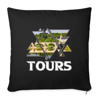 Tours France City Skyline Accueil Amour - Housse de coussin décorative 45 x 45 cm - noir - Devant