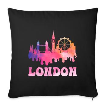 London England UK Stadt Skyline Splash Bunt - Sofakissenbezug 45 x 45 cm - Schwarz - Vorne