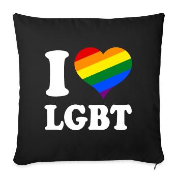 I Love LGBT - Sofa pillowcase 17,3'' x 17,3'' (45 x 45 cm) - black - Front