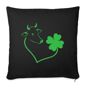 Kuh Kleeblatt Herz Kleeblatt - Sofakissenbezug 45 x 45 cm - Schwarz - Vorne