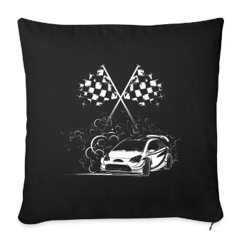 Cars Icon Checkered Flag Rally Drift Icon Logo - Sofa pillowcase 17,3'' x 17,3'' (45 x 45 cm) - black - Front