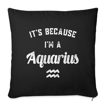 Zodiac sign Aquarius - Sofa pillowcase 17,3'' x 17,3'' (45 x 45 cm) - black - Front