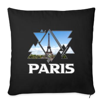 Paris France City Skyline Tour Eiffel Vacances - Housse de coussin décorative 45 x 45 cm - noir - Devant
