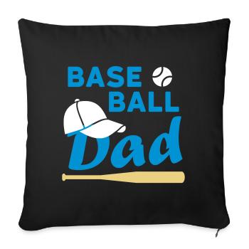 Papa de baseball (balle de jeu, casquette de baseball, baseball sc - Housse de coussin décorative 45 x 45 cm - noir - Devant