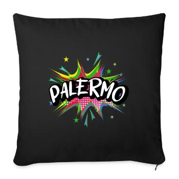 Palermo Italy City Pop Art Comic Art Skyline - Sofa pillowcase 17,3'' x 17,3'' (45 x 45 cm) - black - Front