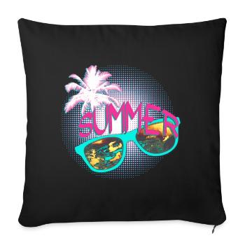 Lunettes de soleil Palm Summer Party menthe rose - Housse de coussin décorative 45 x 45 cm - noir - Devant