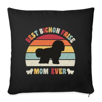 Meilleure maman Bichon Frise jamais amateurs de chiens vintage - Housse de coussin décorative 45 x 45 cm - noir - Devant