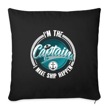 Capitaine Voilier Bateau à moteur Bateau Marin - Housse de coussin décorative 45 x 45 cm - noir - Devant